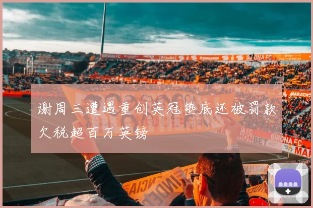 谢周三遭遇重创英冠垫底还被罚款欠税超百万英镑